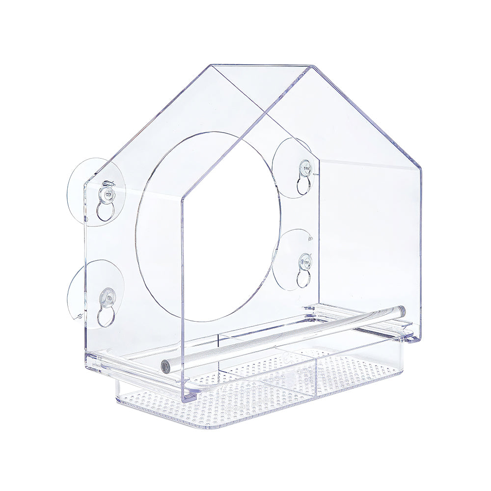 Transparent Acrylic Window Bird Feeder with Strong Suction Cups