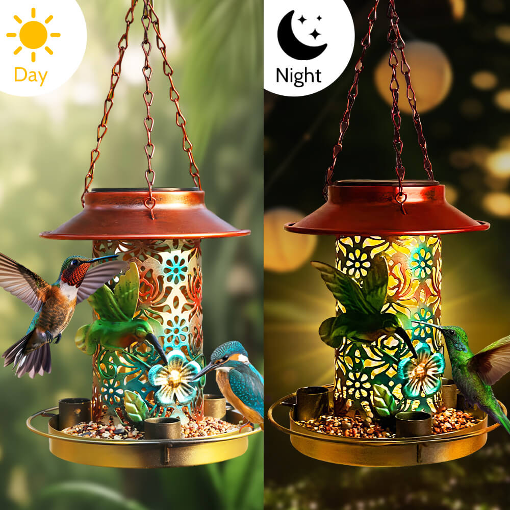 Hanging Bird Feeder Solar Bird Feeder Lantern Garden Decor