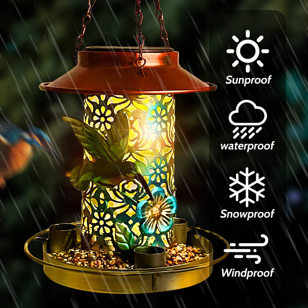 Hanging Bird Feeder Solar Bird Feeder Lantern Garden Decor