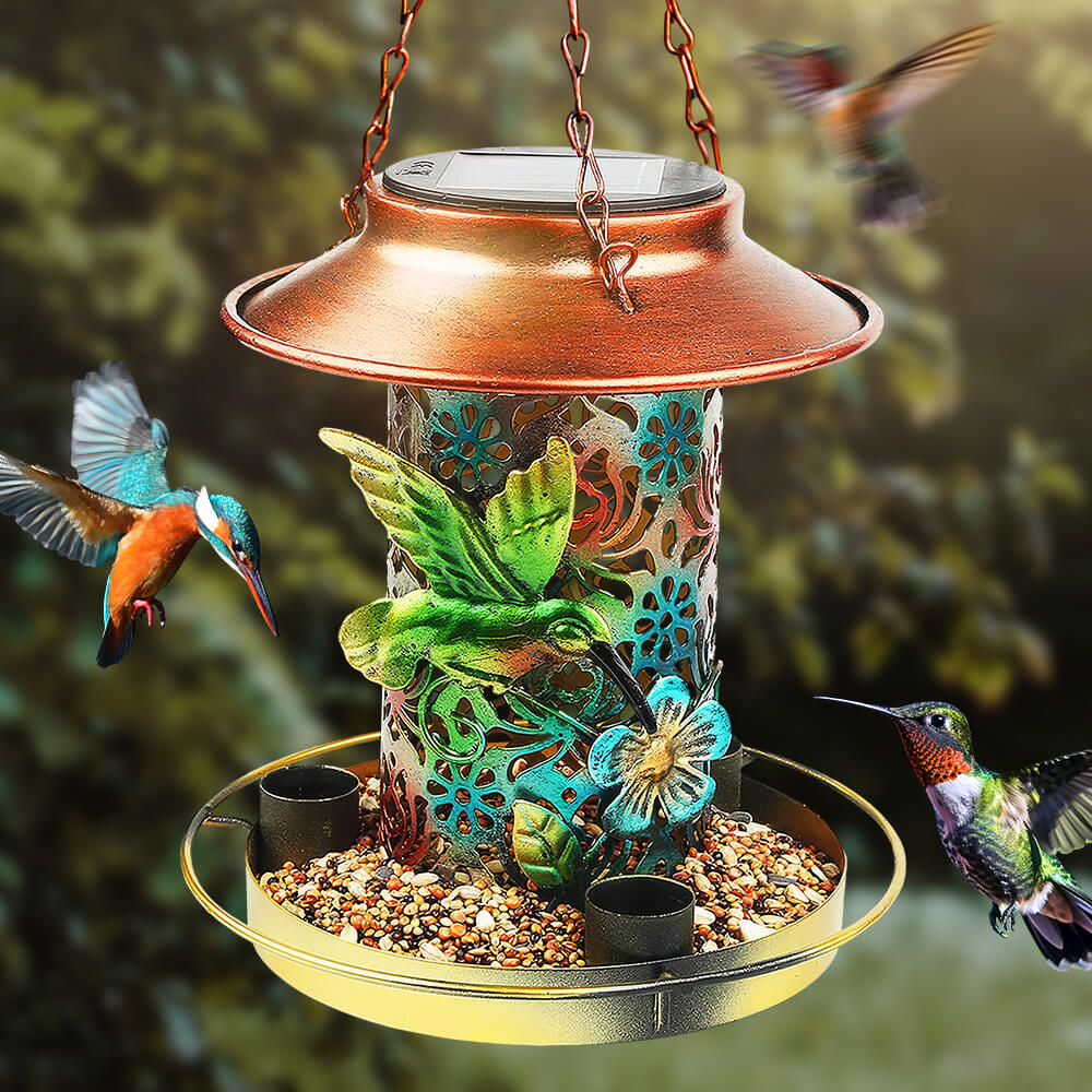 Hanging Bird Feeder Solar Bird Feeder Lantern Garden Decor