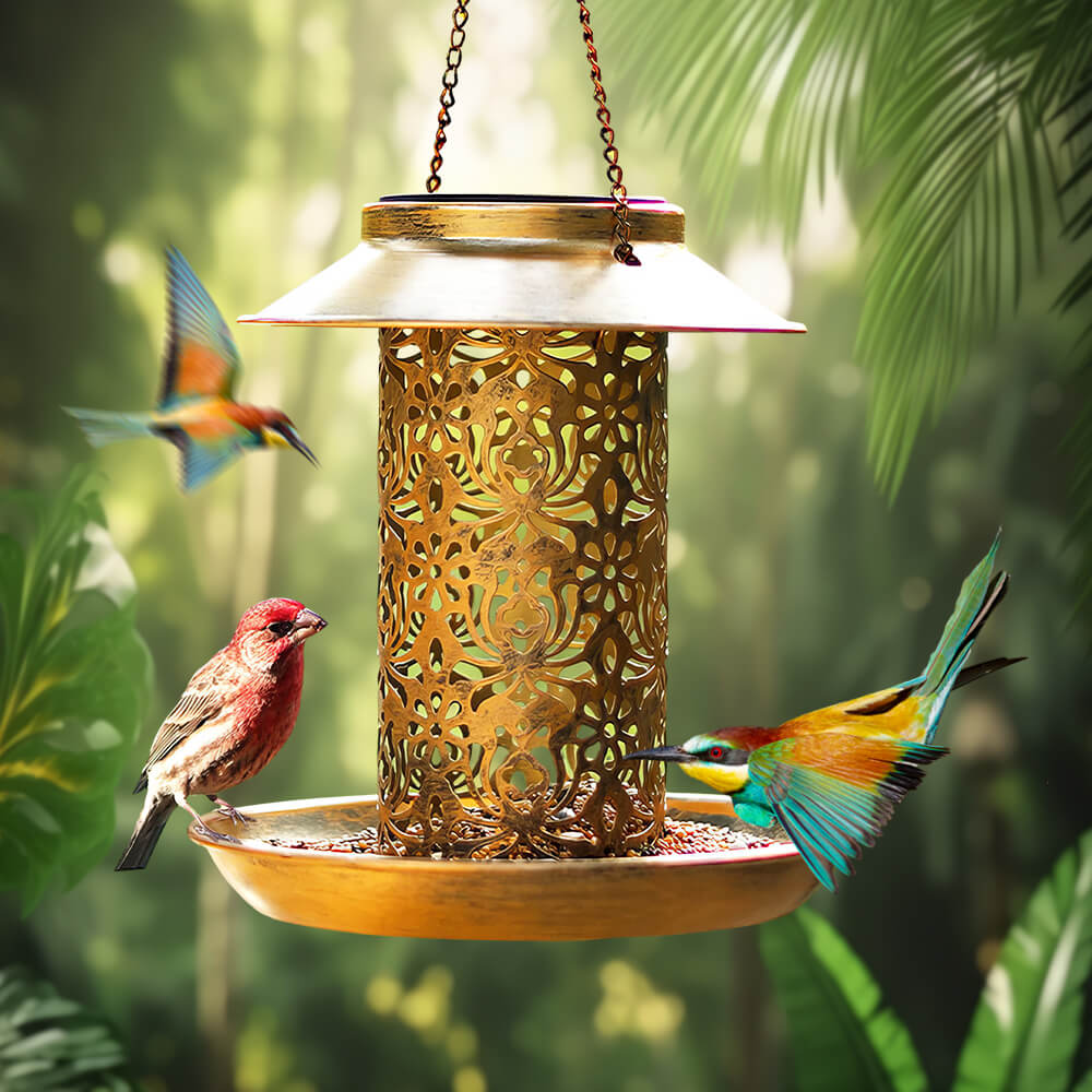 Hanging Bird Feeder Solar Bird Feeder Lantern Garden Decor