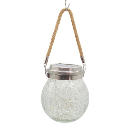 Solar Hanging Crackled Glass Lantern with 30 LED Waterproof