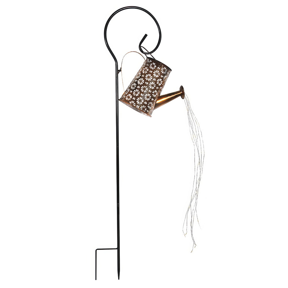Solar Watering Can with Lights and Shepherd Hook Garden Decor