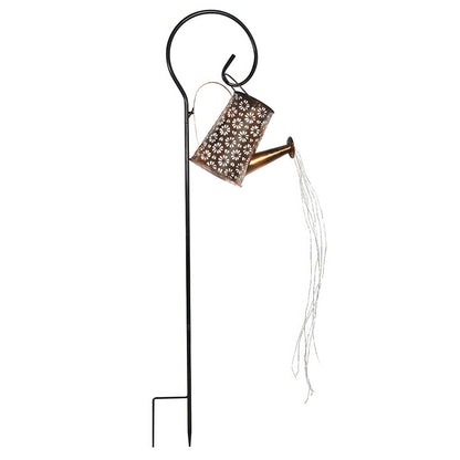 Solar Watering Can with Lights and Shepherd Hook Garden Decor