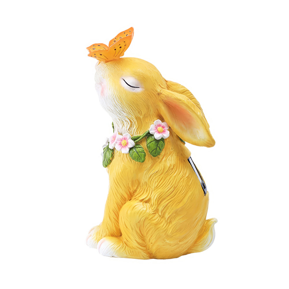 Garden Solar Rabbit Statue Butterfly Light Easter Patio Decor