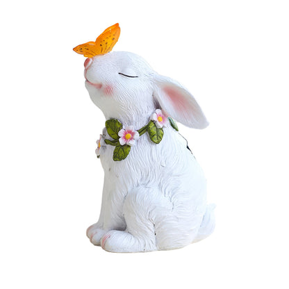 Garden Solar Rabbit Statue Butterfly Light Easter Patio Decor