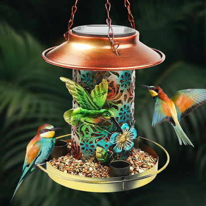 Hanging Bird Feeder Solar Bird Feeder Lantern Garden Decor