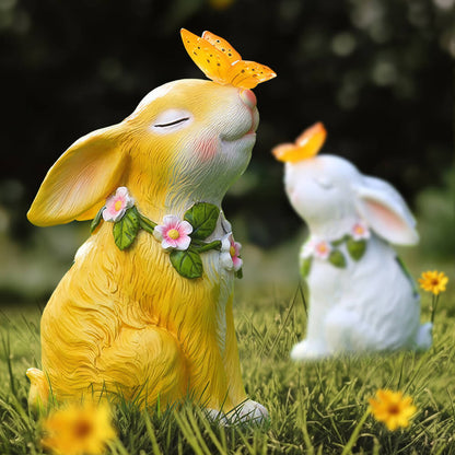 Garden Solar Rabbit Statue Butterfly Light Easter Patio Decor