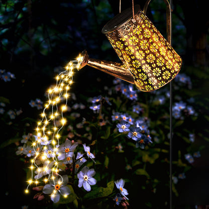 Solar Watering Can with Lights and Shepherd Hook Garden Decor