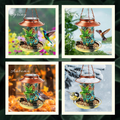 Hanging Bird Feeder Solar Bird Feeder Lantern Garden Decor