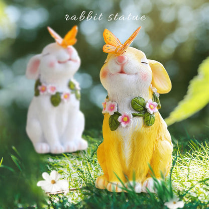 Garden Solar Rabbit Statue Butterfly Light Easter Patio Decor