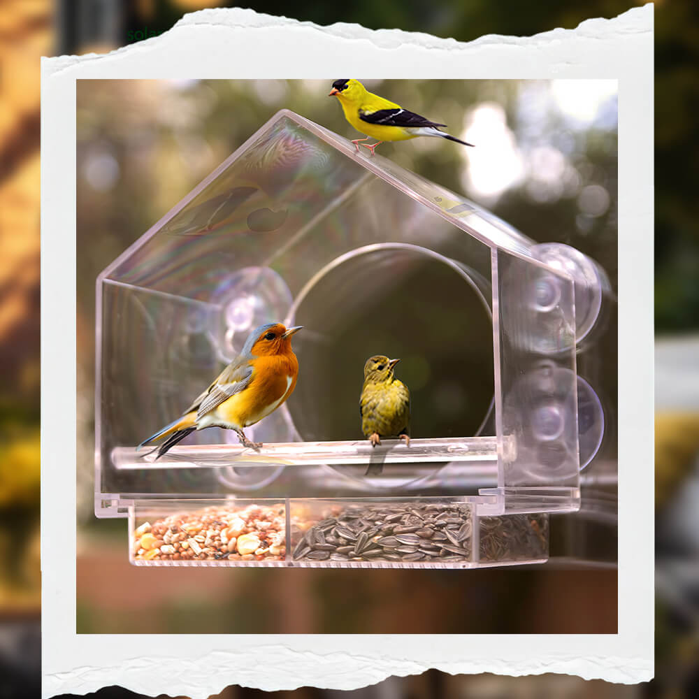 Transparent Acrylic Window Bird Feeder with Strong Suction Cups