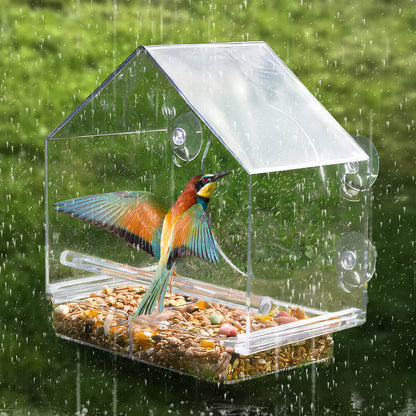 Transparent Acrylic Window Bird Feeder with Strong Suction Cups