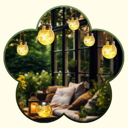 Solar Hanging Crackled Glass Lantern with 30 LED Waterproof